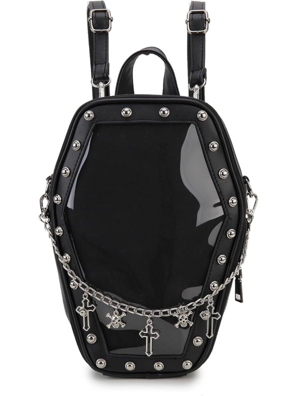 Women’s Black a Wing Gothic Coffin Purse Halloween PIN Imported Backpack Bag